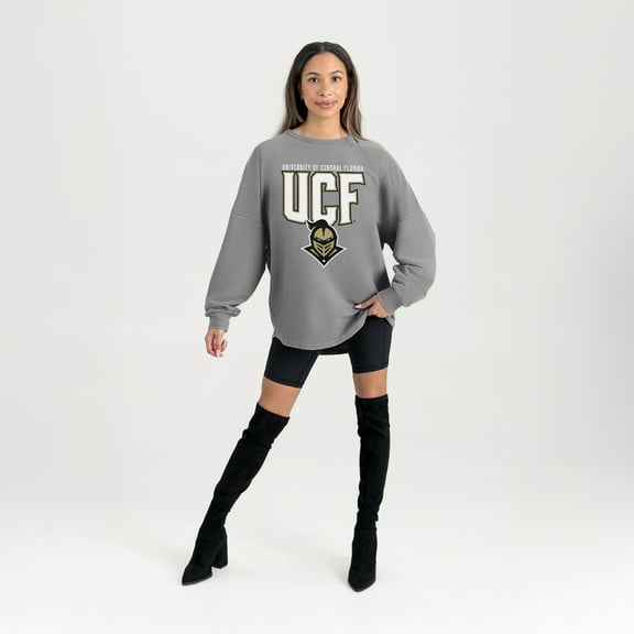 Women's Gameday Couture Gray UCF Knights Oversized Pure Motion Corded Sweatshirt