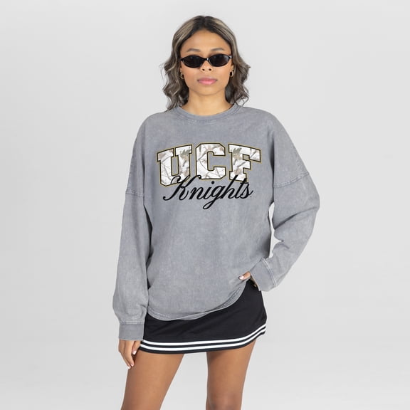 Women's Gameday Couture Gray UCF Knights Snow Wash Oversized Long Sleeve T-Shirt