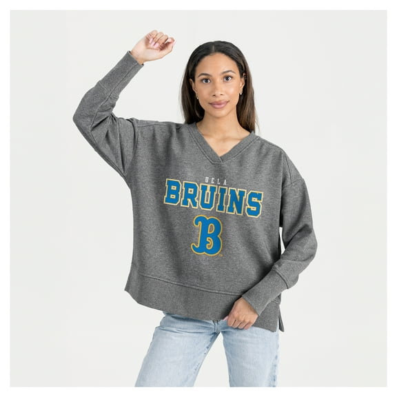 Women's Gameday Couture  Gray UCLA Bruins French Terry V-Neck Pullover Sweatshirt