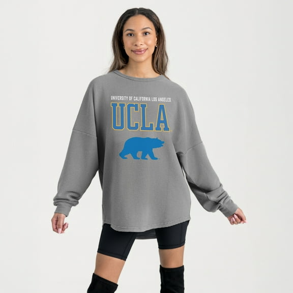 Women's Gameday Couture Gray UCLA Bruins Oversized Pure Motion Corded Sweatshirt