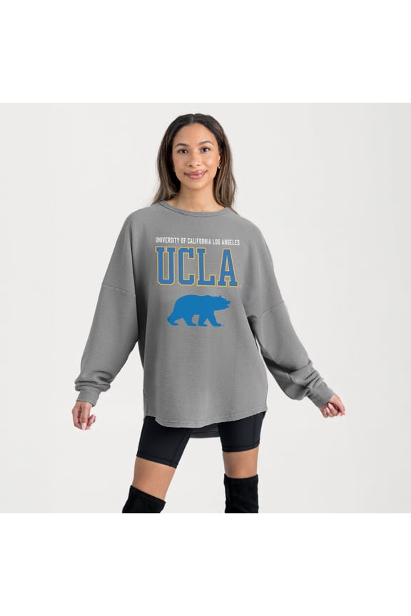 Women's Gameday Couture Gray UCLA Bruins Oversized Pure Motion Corded Sweatshirt