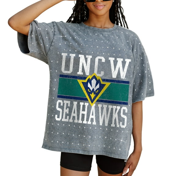 Women's Gameday Couture Gray UNC Wilmington Seahawks On the Ball Oversized T-Shirt