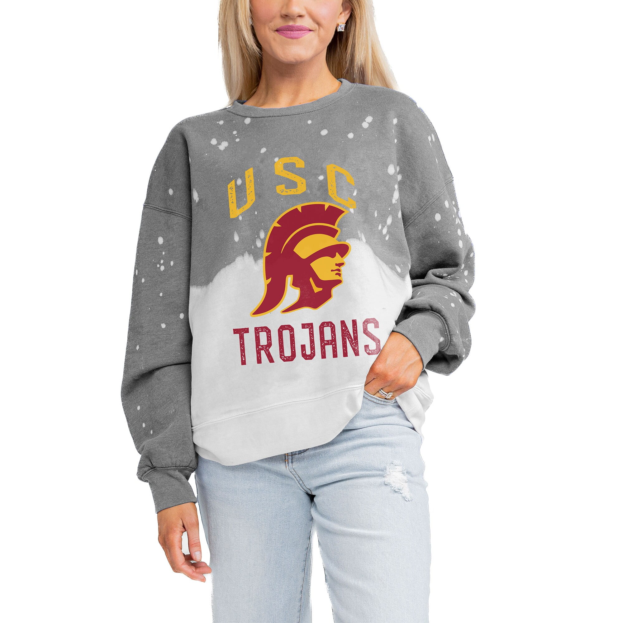 Women s White USC Trojans Win the Day Pullover Sweatshirt Walmart