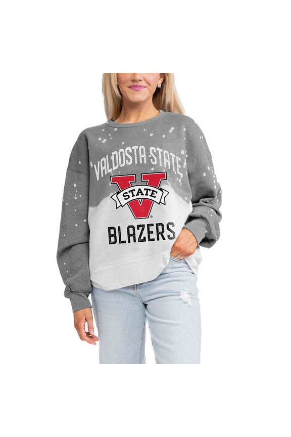 Women's Gameday Couture Gray Valdosta State Blazers Twice As Nice Faded Crewneck Sweatshirt