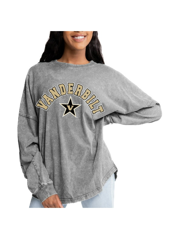 Women's Gameday Couture Gray Vanderbilt Commodores College Vault Faded Wash Pullover Sweatshirt