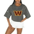 thumbnail image 1 of Women's Gameday Couture Gray Washington Commanders All-Over Rhinestone Cropped Oversized T-Shirt, 1 of 3