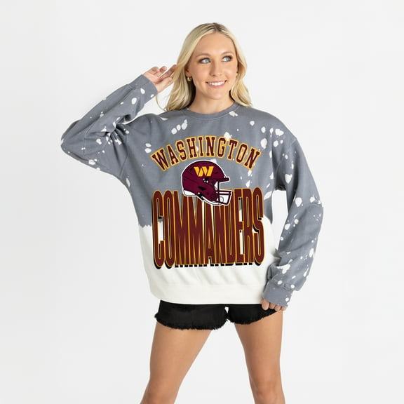 Women's Gameday Couture Gray Washington Commanders Arch Rivals Faded Wash Sweatshirt