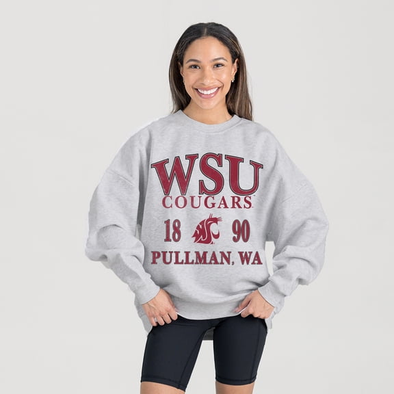 Women's Gameday Couture Gray Washington State Cougars Established Premium Fleece Drop Pullover Sweatshirt