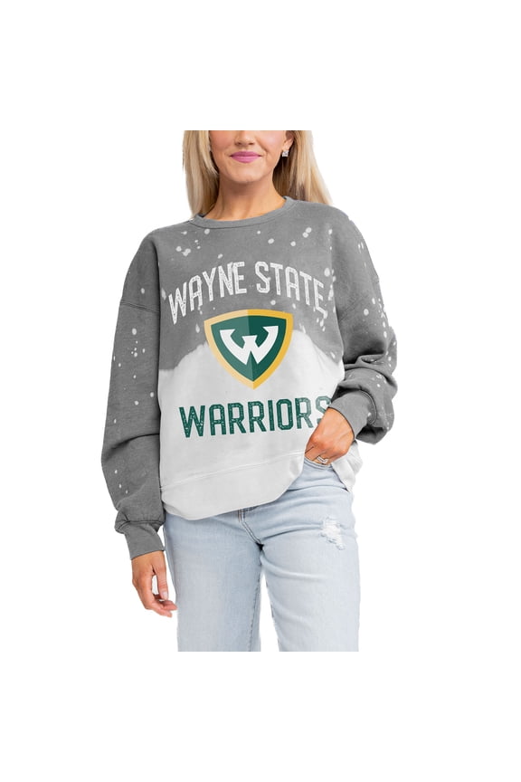 Women's Gameday Couture Gray Wayne State Warriors Twice As Nice Faded Crewneck Sweatshirt
