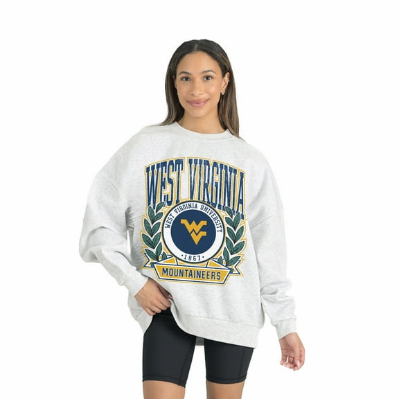 Women's Gameday Couture Gray West Virginia Mountaineers Premium Fleece Drop Shoulder Oversized Pullover Sweatshirt