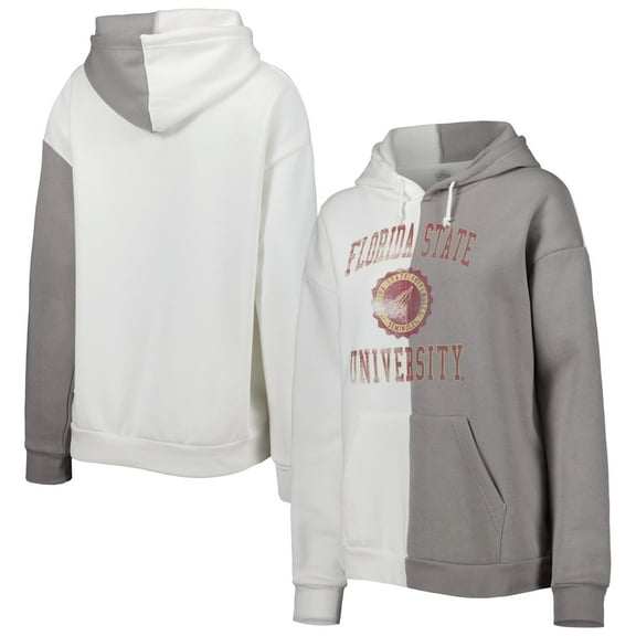 Women's Gameday Couture Gray/White Florida State Seminoles Split Pullover Hoodie