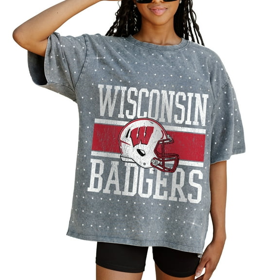 Women's Gameday Couture Gray Wisconsin Badgers On the Ball Oversized T-Shirt