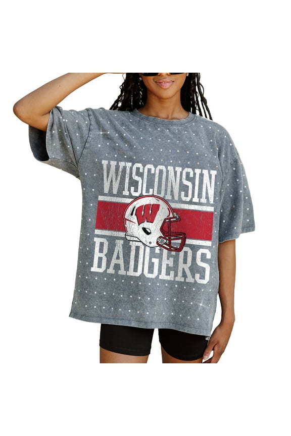 Women's Gameday Couture Gray Wisconsin Badgers On the Ball Oversized T-Shirt