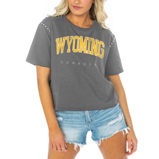 Women's Gameday Couture Gray Wyoming Cowboys After Party Cropped T-Shirt Size: Large