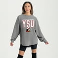 thumbnail image 1 of Women's Gameday Couture Gray Youngstown State Penguins Oversized Pure Motion Corded Sweatshirt, 1 of 4