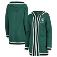 thumbnail image 1 of Women's Gameday Couture Green Michigan State Spartans One More Round Tri-Blend Striped Hooded Cardigan Sweater, 1 of 4