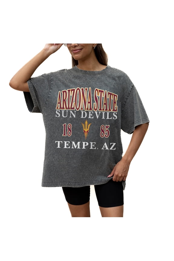 Women's Gameday Couture Grey Arizona State Sun Devils Oversized Snow Wash T-Shirt