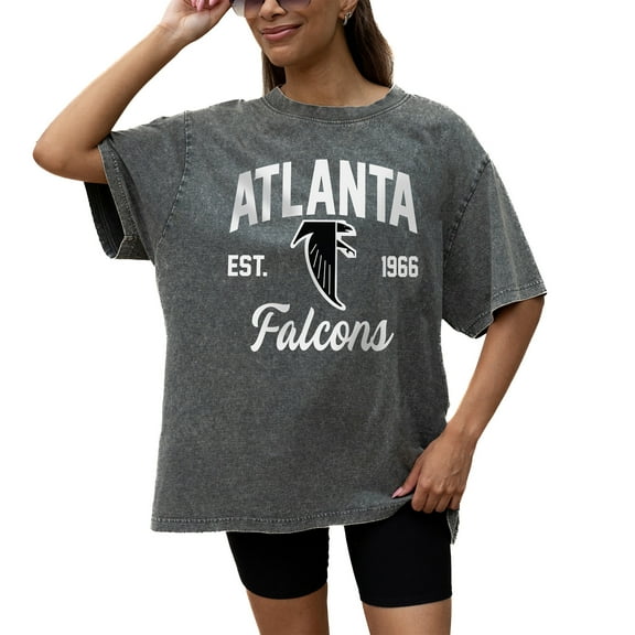 Women's Gameday Couture Grey Atlanta Falcons Throwback Oversized Snow Wash T-Shirt