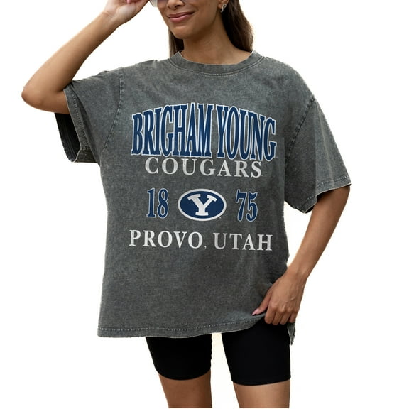 Women's Gameday Couture Grey BYU Cougars Oversized Snow Wash T-Shirt