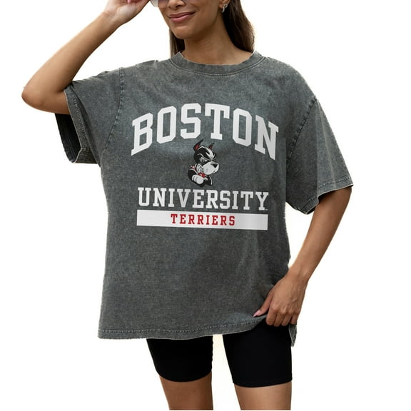 Women's Gameday Couture Grey Boston University Oversized Snow Wash T-Shirt