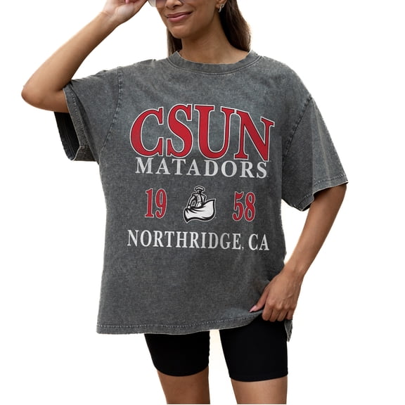 Women's Gameday Couture Grey Cal State Northridge Matadors Oversized Snow Wash T-Shirt