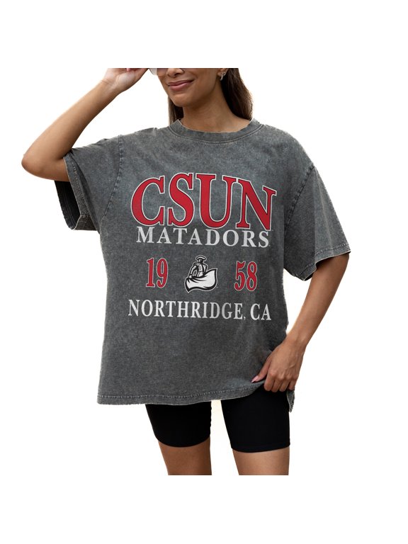 Women's Gameday Couture Grey Cal State Northridge Matadors Oversized Snow Wash T-Shirt