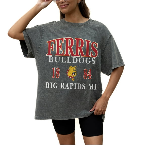 Women's Gameday Couture Grey Ferris State Bulldogs Oversized Snow Wash T-Shirt
