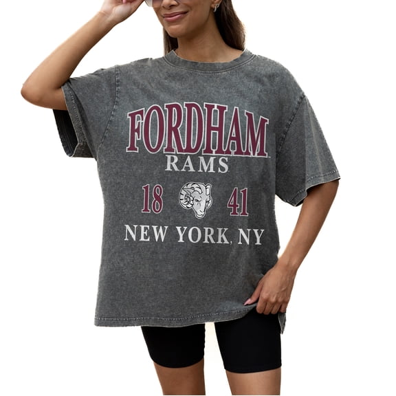 Women's Gameday Couture Grey Fordham Rams Oversized Snow Wash T-Shirt