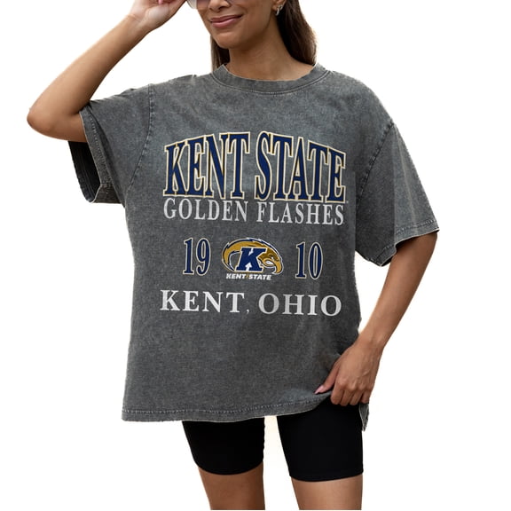 Women's Gameday Couture Grey Kent State Golden Flashes Oversized Snow Wash T-Shirt