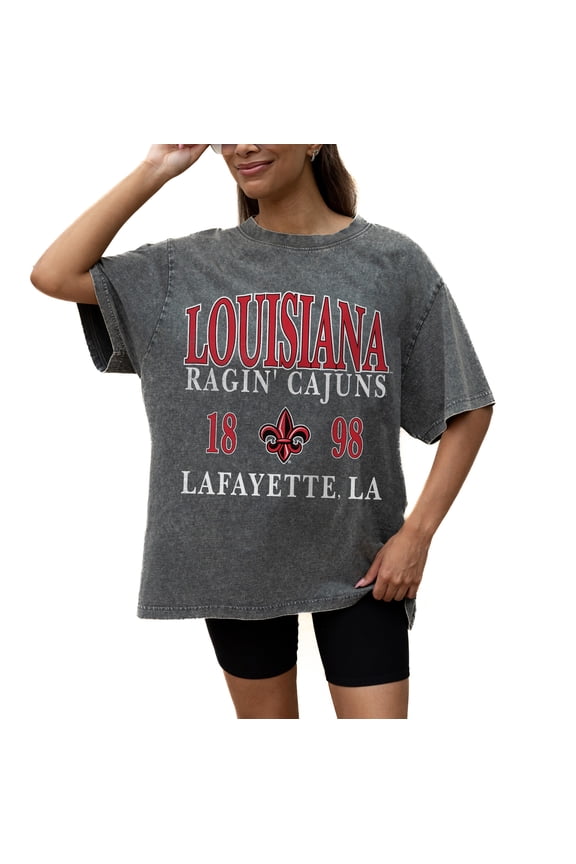 Women's Gameday Couture Grey Louisiana Ragin' Cajuns Oversized Snow Wash T-Shirt