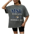 thumbnail image 1 of Women's Gameday Couture Grey Montana State Bobcats Oversized Snow Wash T-Shirt, 1 of 5