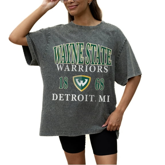 Women's Gameday Couture Grey Wayne State Warriors Oversized Snow Wash T-Shirt