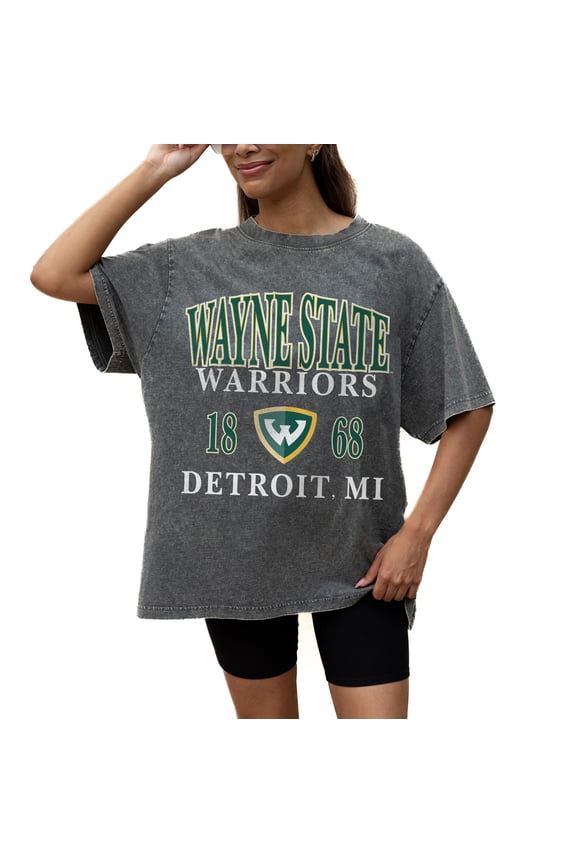Women's Gameday Couture Grey Wayne State Warriors Oversized Snow Wash T-Shirt