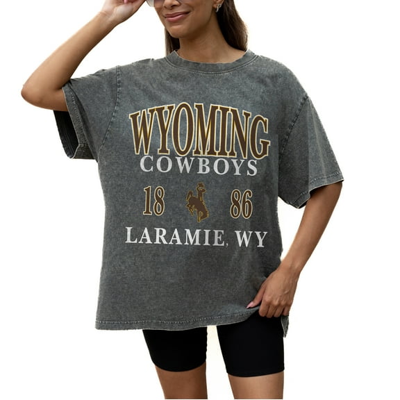 Women's Gameday Couture Grey Wyoming Cowboys Oversized Snow Wash T-Shirt