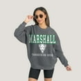 thumbnail image 1 of Women's Gameday Couture  Heather Charcoal Marshall Thundering Herd Oversized Distressed Fleece Pullover Sweatshirt, 1 of 2