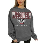 Women's Gameday Couture Heather Charcoal Wisconsin Badgers Distressed Fleece Pullover Sweatshirt
