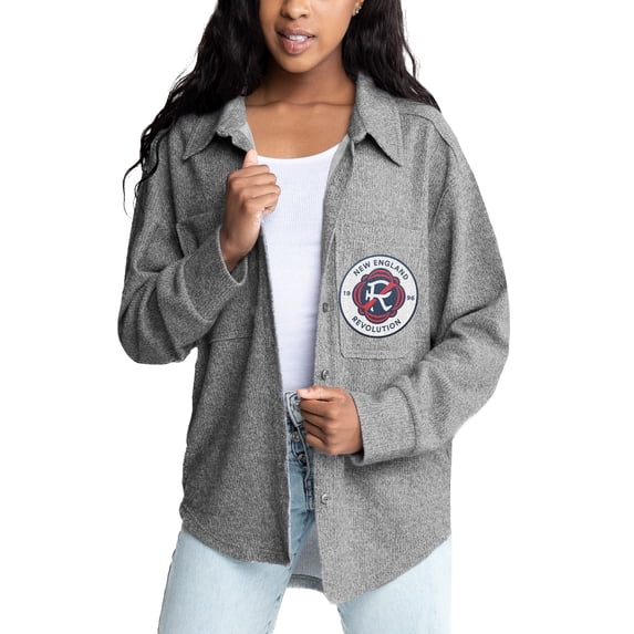 Women's Gameday Couture Heather Gray New England Revolution Button-Up Shacket