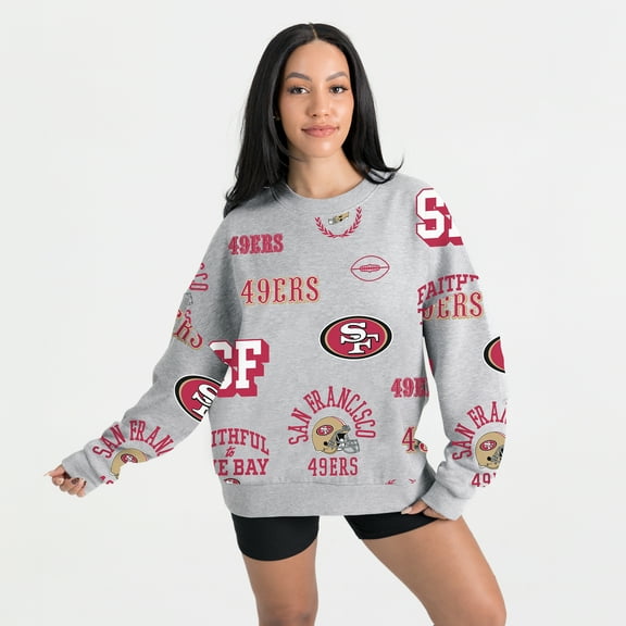 Women's Gameday Couture Heather Gray San Francisco 49ers Always On Repeat Fleece Sweatshirt