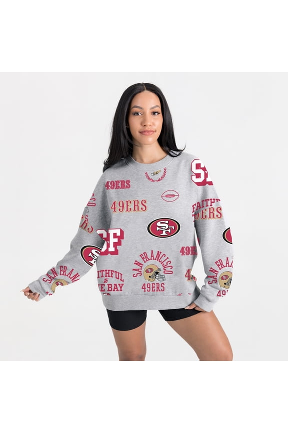 Women's Gameday Couture Heather Gray San Francisco 49ers Always On Repeat Fleece Sweatshirt