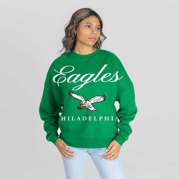 Women's Gameday Couture Kelly Green Philadelphia Eagles Legacy Club Premium Fleece Drop Shoulder Oversized Sweatshirt