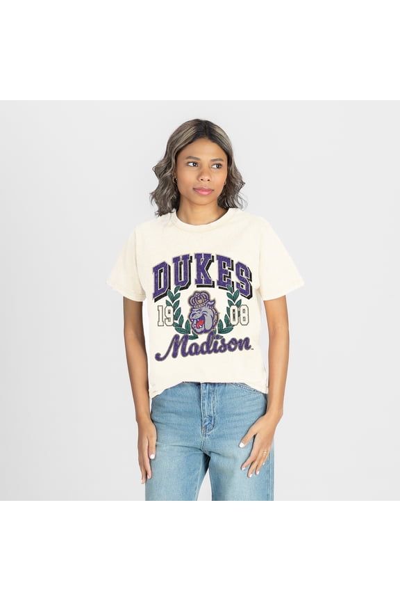 Women's Gameday Couture Natural James Madison Dukes Raised on Victory T-Shirt