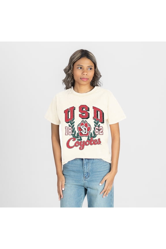 Women's Gameday Couture Natural South Dakota Coyotes Raised on Victory T-Shirt