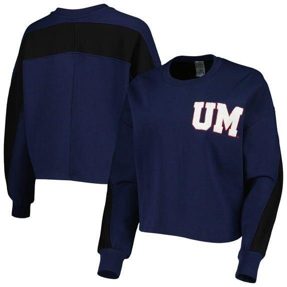 Women's Gameday Couture Navy Ole Miss Rebels Back To Reality Colorblock Pullover Sweatshirt