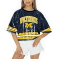 thumbnail image 1 of Women's Gameday Couture Navy Michigan Wolverines Sequin Striped Cropped Fashion Jersey T-Shirt, 1 of 3