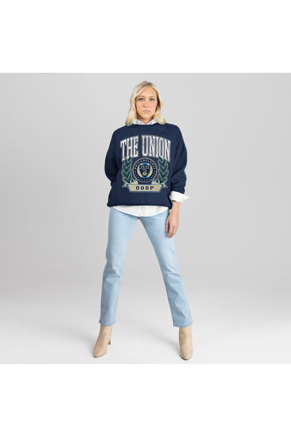 Women's Gameday Couture Navy Philadelphia Union Classic Archives Oversized Premium Fleece Sweatshirt