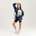 thumbnail image 1 of Women's Gameday Couture  Navy Seattle Sounders FC Refined Rivalries Rhinestone Raglan Full-Snap Varsity Bomber Jacket, 1 of 7