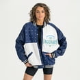 thumbnail image 1 of Women's Gameday Couture Navy Southern University Jaguars Oversized Inner Drive Varsity Rhinestone Full-Snap Bomber, 1 of 5