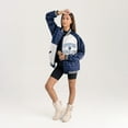 thumbnail image 1 of Women's Gameday Couture  Navy Sporting Kansas City Refined Rivalries Rhinestone Raglan Full-Snap Varsity Bomber Jacket, 1 of 7