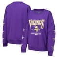 thumbnail image 1 of Women's Gameday Couture Purple Minnesota Vikings Rhinestone Star Sleeve Settle the Score Tri-Blend Pullover Sweatshirt, 1 of 3