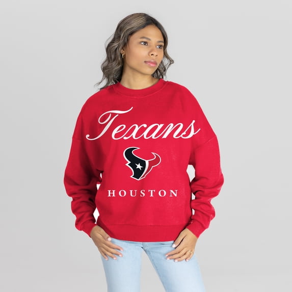 Women's Gameday Couture Red Houston Texans Legacy Club Premium Fleece Drop Shoulder Oversized Sweatshirt